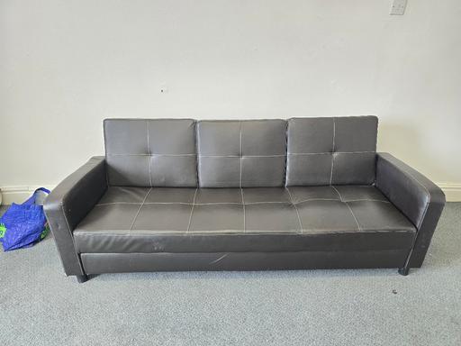 Buy & Sell Dudley West Midlands - Photos for Brown leather sofa bed with cup holders