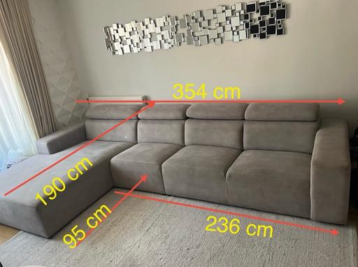 Buy & Sell Church End North London - Photos for Grey corner sofa, manual reclining headrest