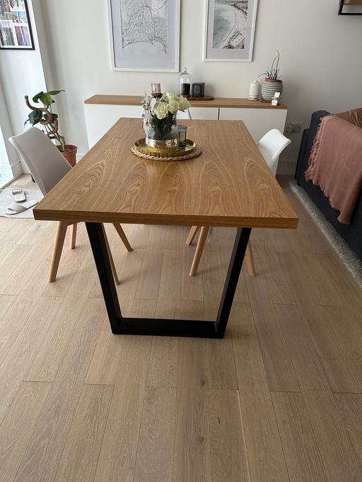 Buy & Sell Barnes South West London - Photos for Solid Oak - metal Scandinavian dinner table