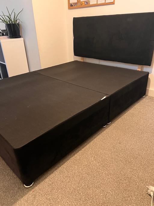 Buy & Sell Woolwich South East London - Photos for Black Velvet Suede Double Divan Bed Headboard