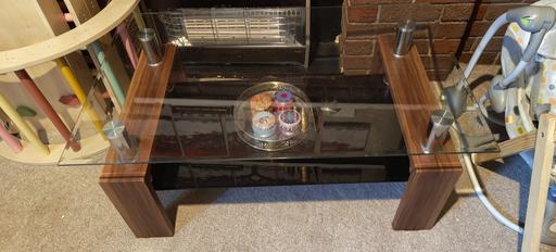 Buy & Sell Littleborough Rochdale - Photos for clear/black glass coffee table wooden legs