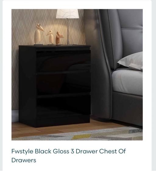 Buy & Sell Clapham Junction South West London - Photos for BLACK GLOSS BEDSIDE DRAWERS