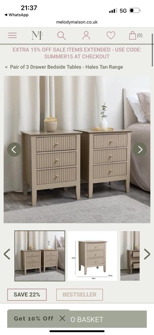 Buy & Sell Bethnal Green East London - Photos for Melody Maison - Drawer Bedside Tables - Tan