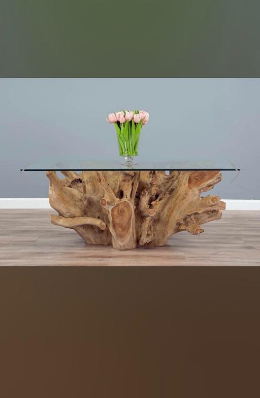 Buy & Sell Telford Telford and Wrekin - Photos for Teak Root Coffee Table – 1.2m with Glass Top