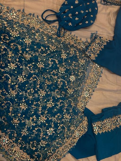 Buy & Sell Burnage Manchester - Photos for Blue sari with silver embroidery