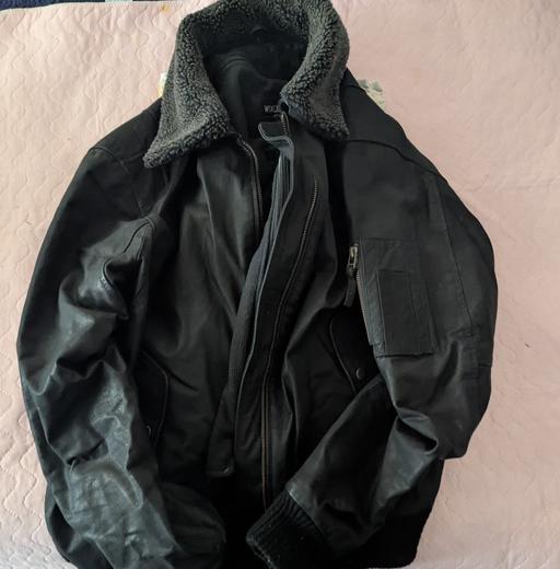 Buy & Sell Goose Green Wigan - Photos for Black Leather Aviation Jacket (L)