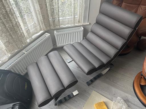 Buy & Sell Blackhorse Road East London - Photos for Modern Italian Leather Armchair with Ottoman