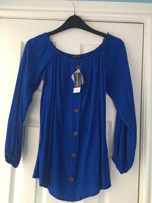 Buy & Sell Hasbury Dudley - Photos for Blue Plain Crinkle Bardot Blouse (Select)