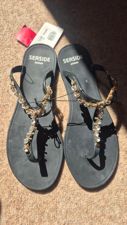 Buy & Sell East Acton West London - Photos for Black Sandals With Jewellery