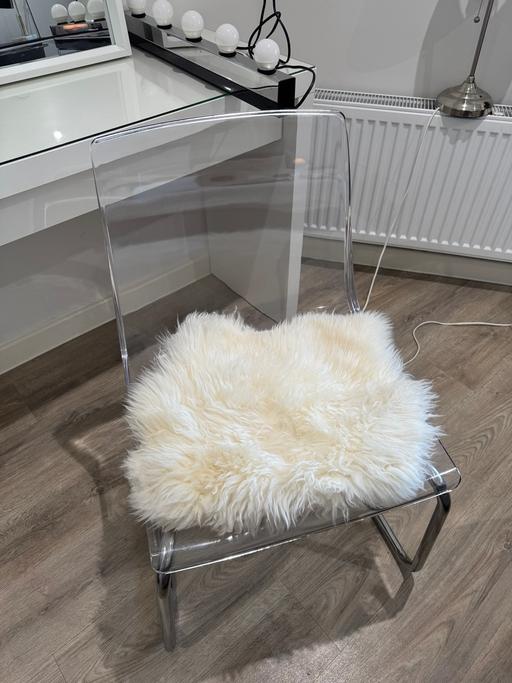 Buy & Sell Woolwich South East London - Photos for Ikea Tobias transparent chair and sheepskin