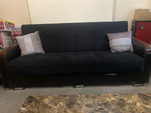 Buy & Sell Walthamstow East London - Photos for 2 BLACK fabric sofa beds with storage