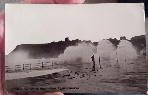 Buy & Sell Thatto Heath Saint Helens - Photos for Antique 1912 Scarborough rough sea postcard