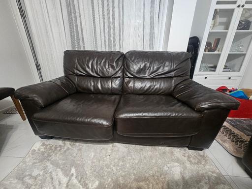 Buy & Sell White Hart Lane Station North London - Photos for DFS Brown Leather Sofa Bed – Collection Only