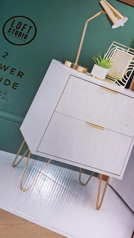 Buy & Sell Birmingham Birmingham - Photos for Gold and white bedside table / drawer