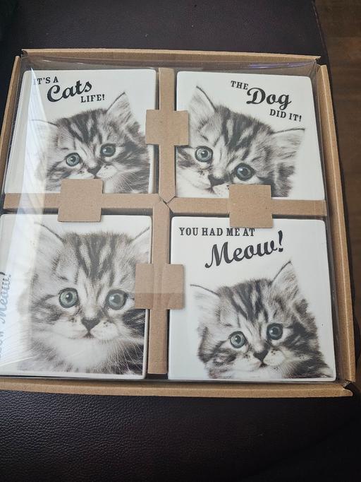 Buy & Sell Holly Hall Dudley - Photos for CERAMIC CAT COASTERS X 4...NEW & BOXED