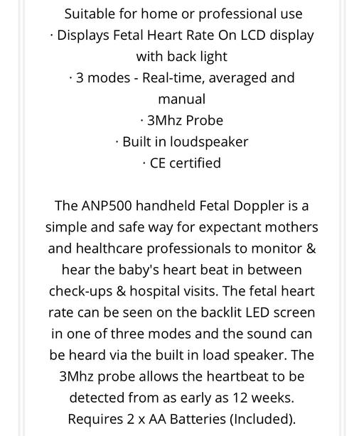 Buy & Sell Selly Oak Birmingham - Photos for Baby heartbeat hand held doppler