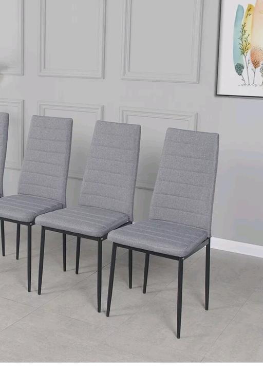 Buy & Sell Camp Hill Birmingham - Photos for SET of 3 Grey Linen Chairs Black Legs Set H