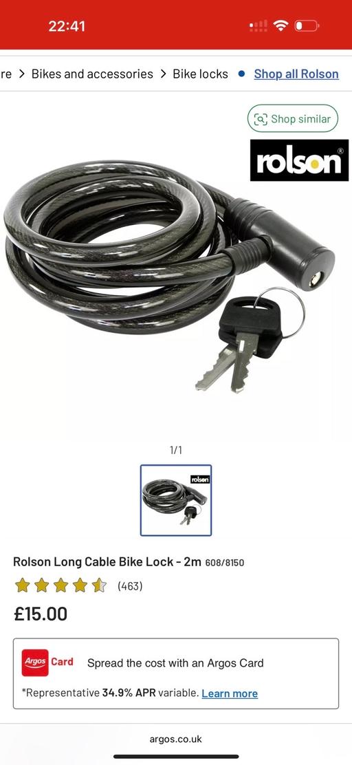 Buy & Sell Stanleytown Rhondda Cynon Taf - Photos for Rolson Bike Lock 2m