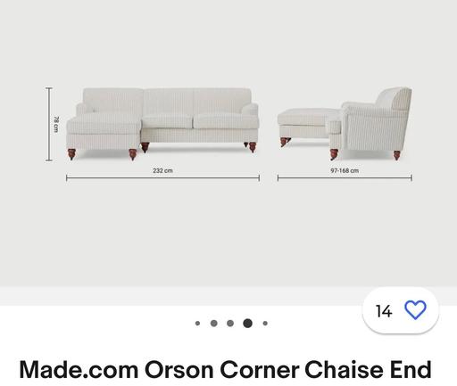 Buy & Sell Elm Park Havering - Photos for Made.com chaise sofa