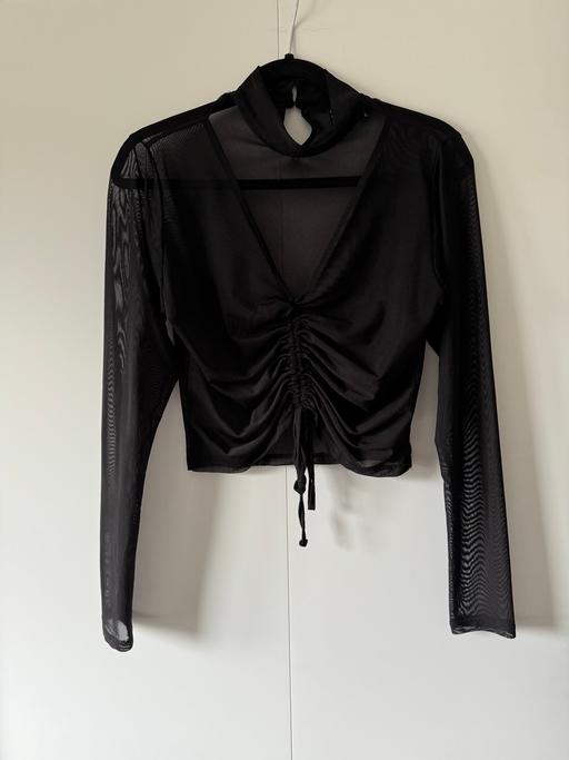 Buy & Sell Whiston Rotherham - Photos for ASOS Black Mesh Ruched Crop Top UK14