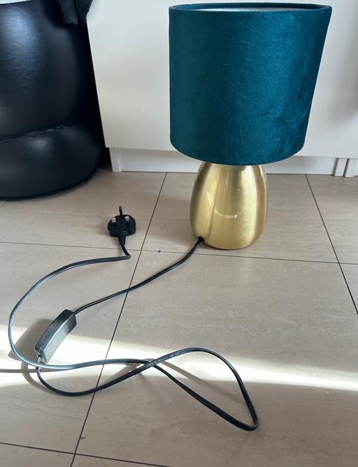 Buy & Sell Nine Elms South West London - Photos for Gold Base Table Lamp & Teal Velvet Shade £15
