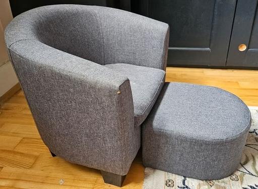 Buy & Sell Lower Sydenham South East London - Photos for Kids Grey Linen Armchair & Footstool Dunelm
