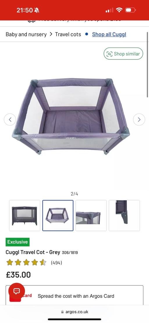 Buy & Sell Blackwall East London - Photos for Cuggl travel cot grey