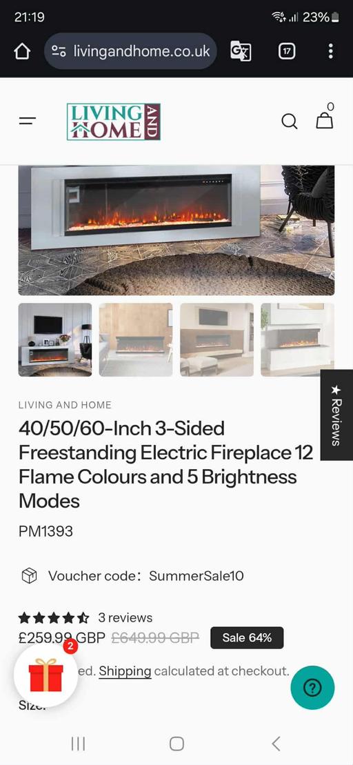 Buy & Sell Hurst Green Dudley - Photos for 50-Inch 3-Sided Freestanding Electric Firepla