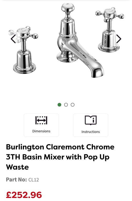 Buy & Sell Little Ilford East London - Photos for Burlington, Kensington Quater Turn 3 Tap Hole