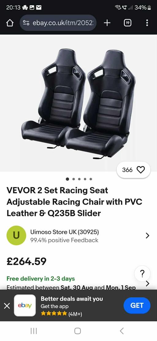 Vehicles Hurst Green Dudley - Photos for VEVOR 2 Set Racing Seat Adjustable Racing Cha