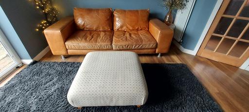 Buy & Sell Foulridge Pendle - Photos for LEATHER TAN 3 SEATER SOFA + POUFFE