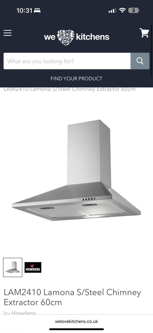 Buy & Sell Brackmills Industrial Estate West Northamptonshire - Photos for Howdens (Lamona) 60cm S/S Chimney Cooker Hood