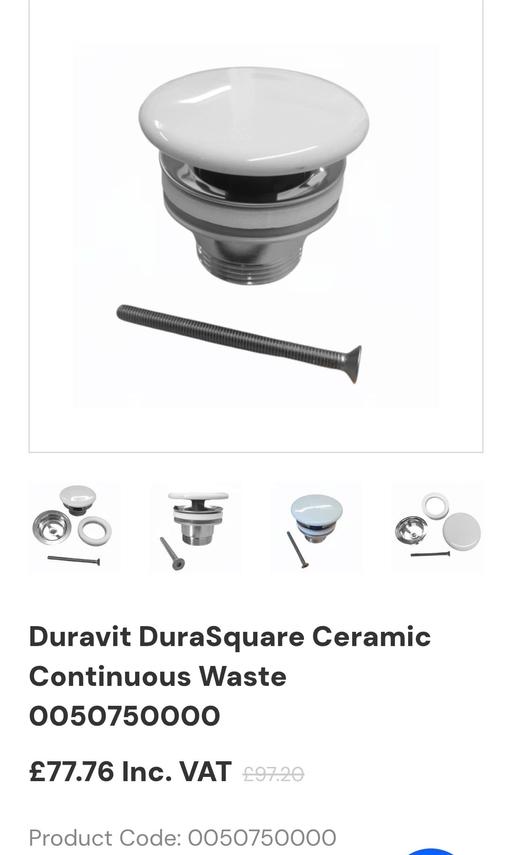 Buy & Sell Ilford Redbridge - Photos for Duravit DuraSquare Ceramic Continuous Waste 0