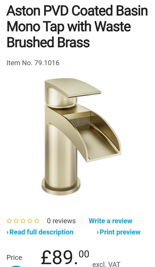 Buy & Sell Little Ilford East London - Photos for Aston PVD Coated Basin Mono Tap with Waste Br