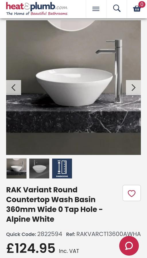 Buy & Sell Ilford Redbridge - Photos for RAK Variant Round Countertop Wash Basin 360mm
