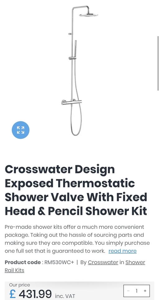 Buy & Sell Little Ilford East London - Photos for Crosswater Design Exposed Thermostatic Shower