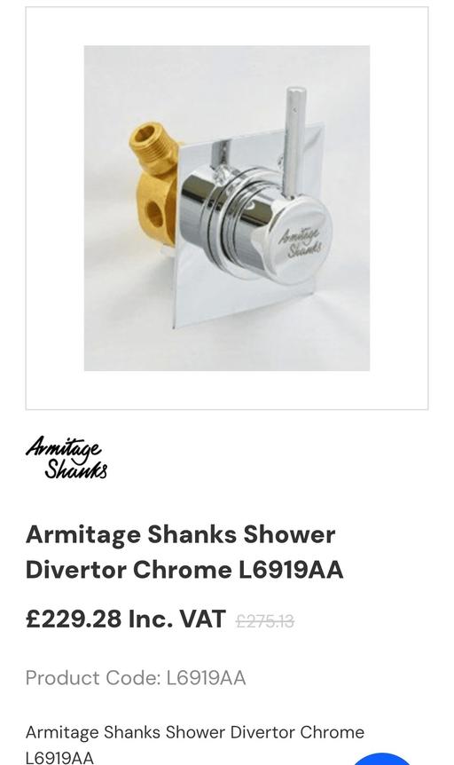 Buy & Sell Ilford Redbridge - Photos for Armitage Shanks Shower Divertor Chrome L6919A