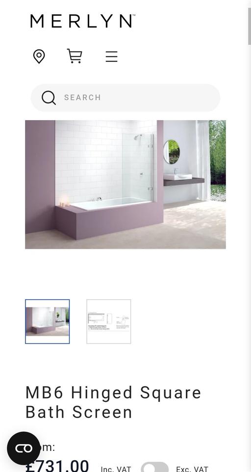 Buy & Sell Ilford Redbridge - Photos for MB6 Hinged Square Bath Screen
