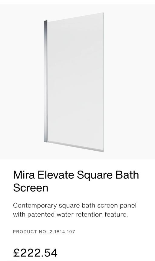 Buy & Sell Ilford Redbridge - Photos for Mira Elevate Square Bath Screen
