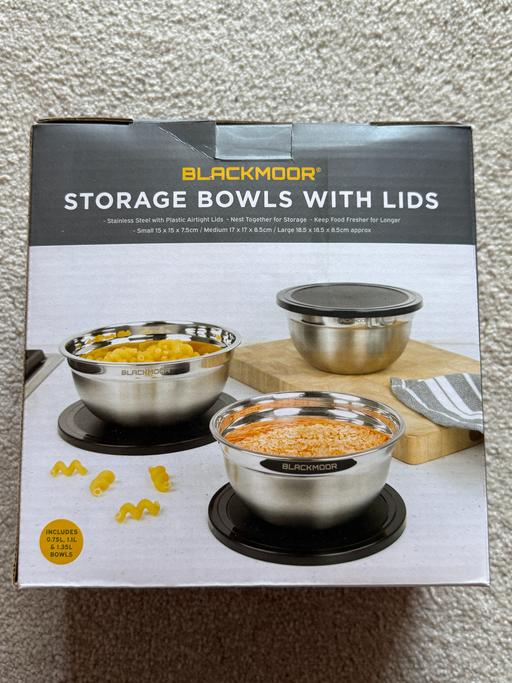 Buy & Sell Aston East Hertfordshire - Photos for UNUSED x3 Metal Storage Bowls with Lids