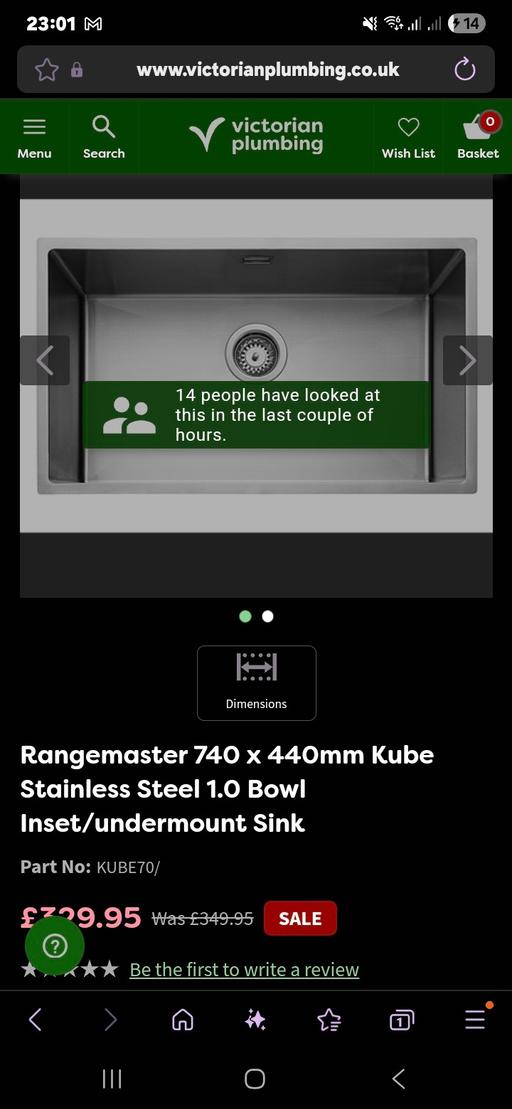 Buy & Sell Plaistow East London - Photos for rangemaster sink kube 70
