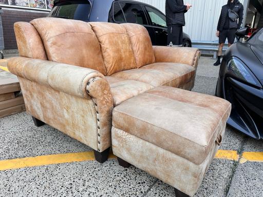 Buy & Sell Basildon Essex - Photos for Brown retro sofa with footstall