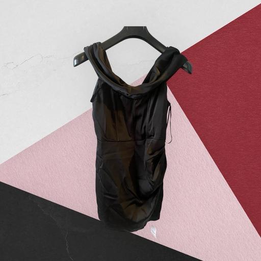 Buy & Sell North Kensington West London - Photos for Satin ruched bordet drap black mini dress