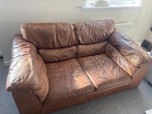 Buy & Sell Newland Wychavon - Photos for 2 x Rustic Brown Leather Sofas