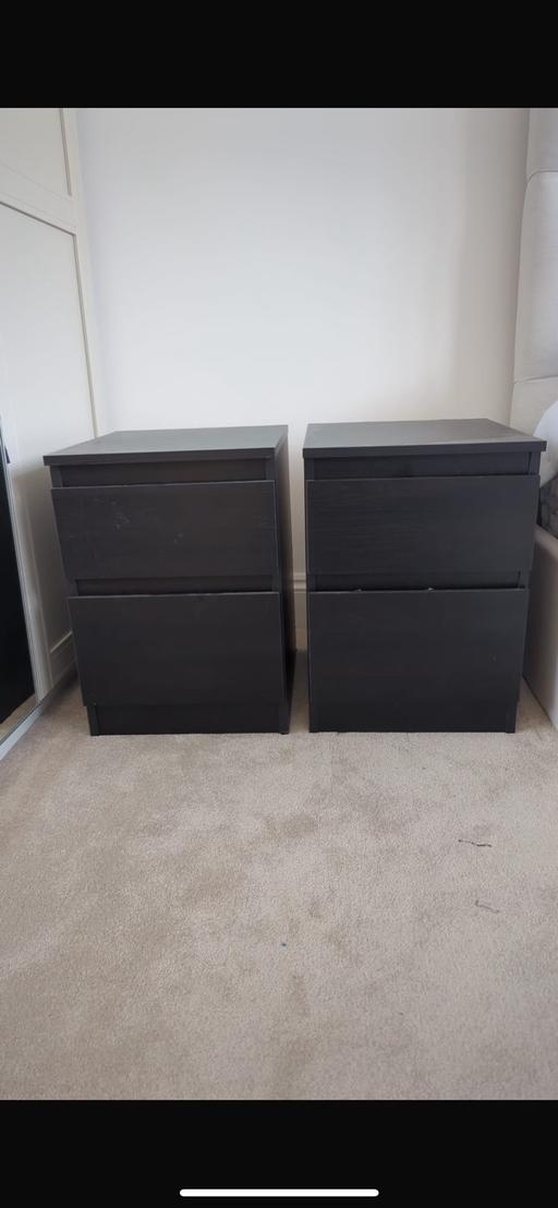Buy & Sell Plaistow East London - Photos for 2 x IKEA MALM chest of 2 drawers BLACK 40x55