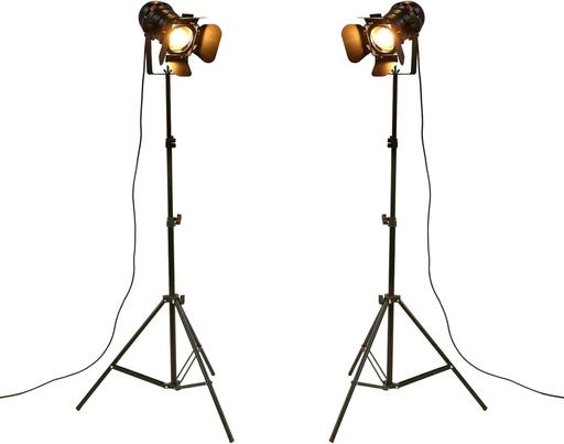 Buy & Sell Manchester Manchester - Photos for Industrial Black Tripod Floor Lamps x 2
