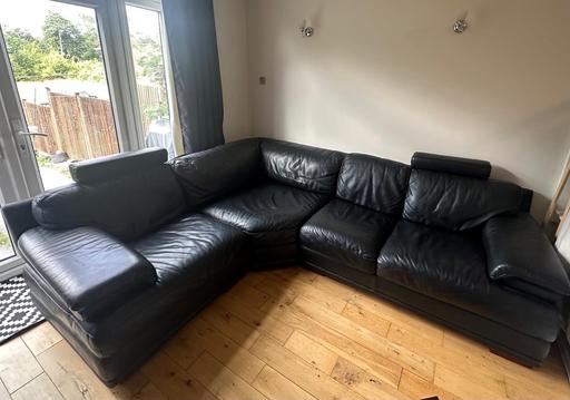 Buy & Sell Purley Croydon - Photos for Black Leather Corner Sofa