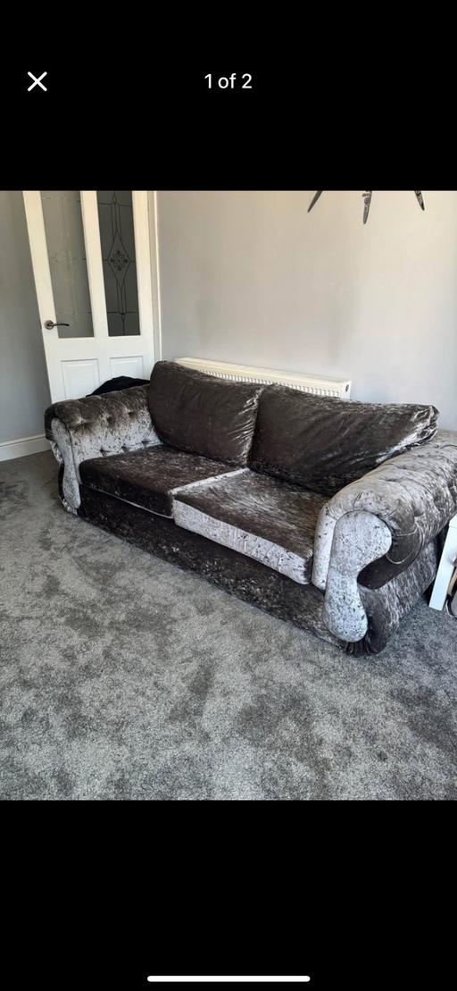 Buy & Sell Blackburn Blackburn with Darwen - Photos for Crushed velvet grey 3 & 2 seater sofa settee