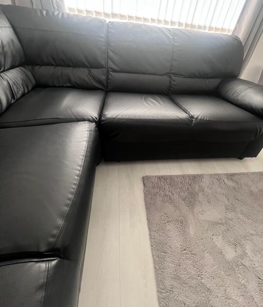 Buy & Sell Essington Wolverhampton - Photos for L-shape black leather sofa