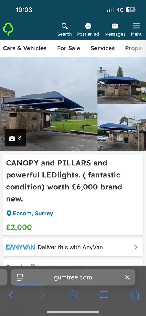 Buy & Sell Banstead Reigate and Banstead - Photos for 5 x 4 metre canopy, LED lights, Pillars